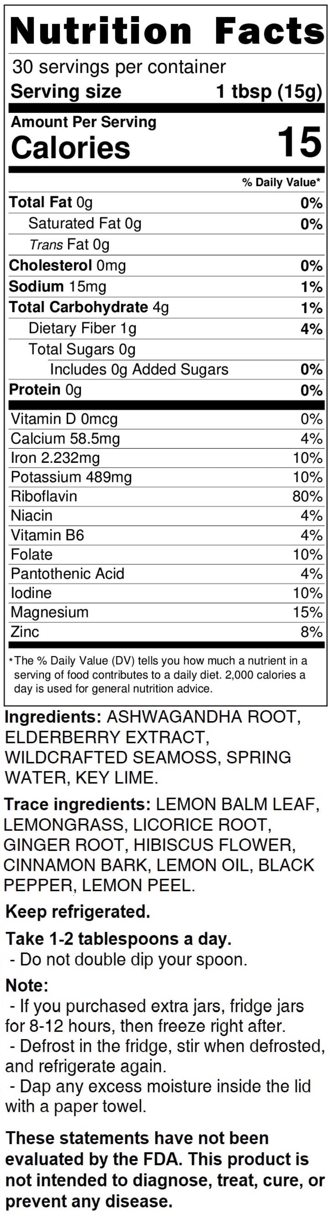 Ashwagandha, Elderberry Seamoss